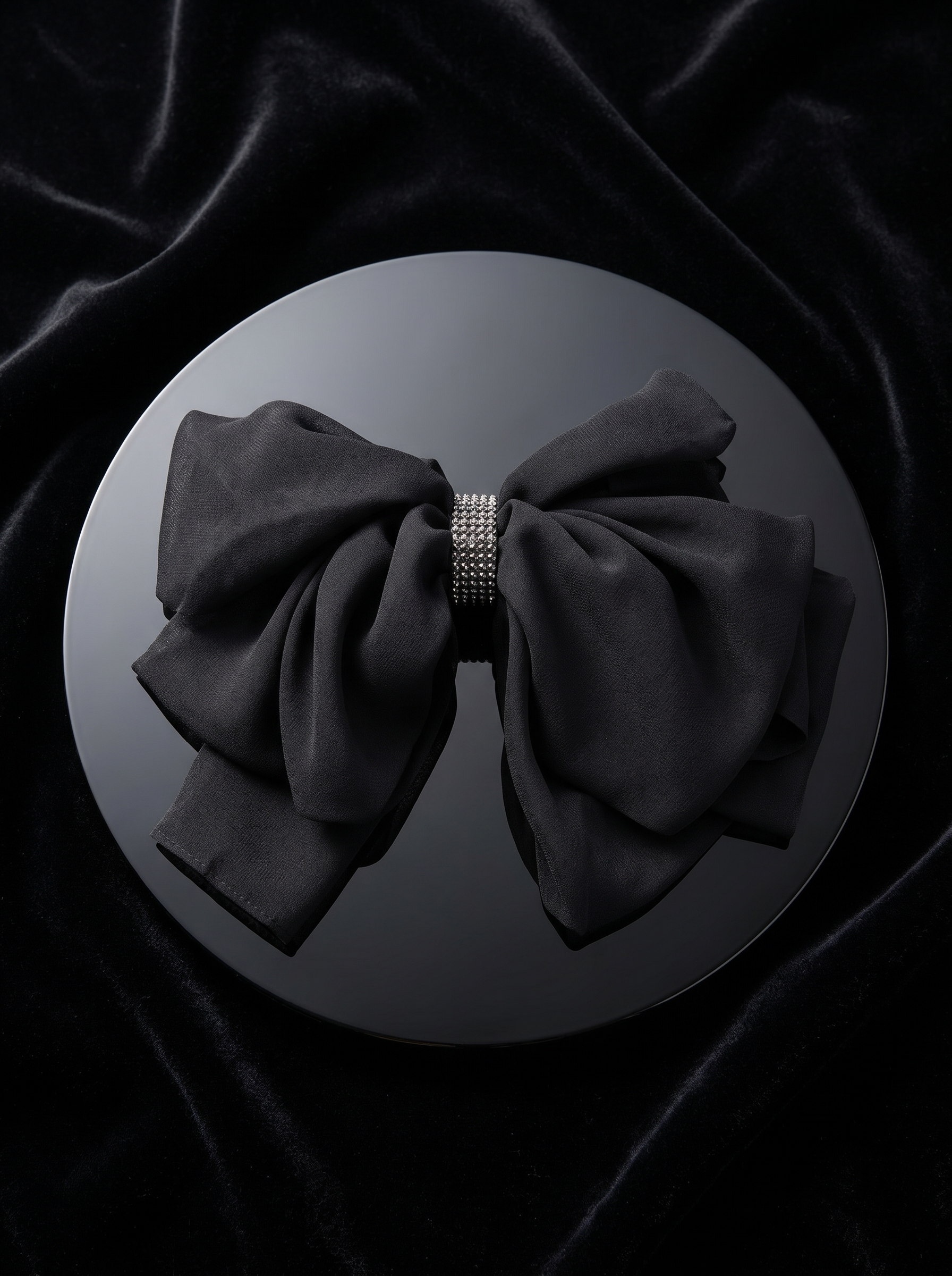 Diamond Noir Bow Hair Clip
