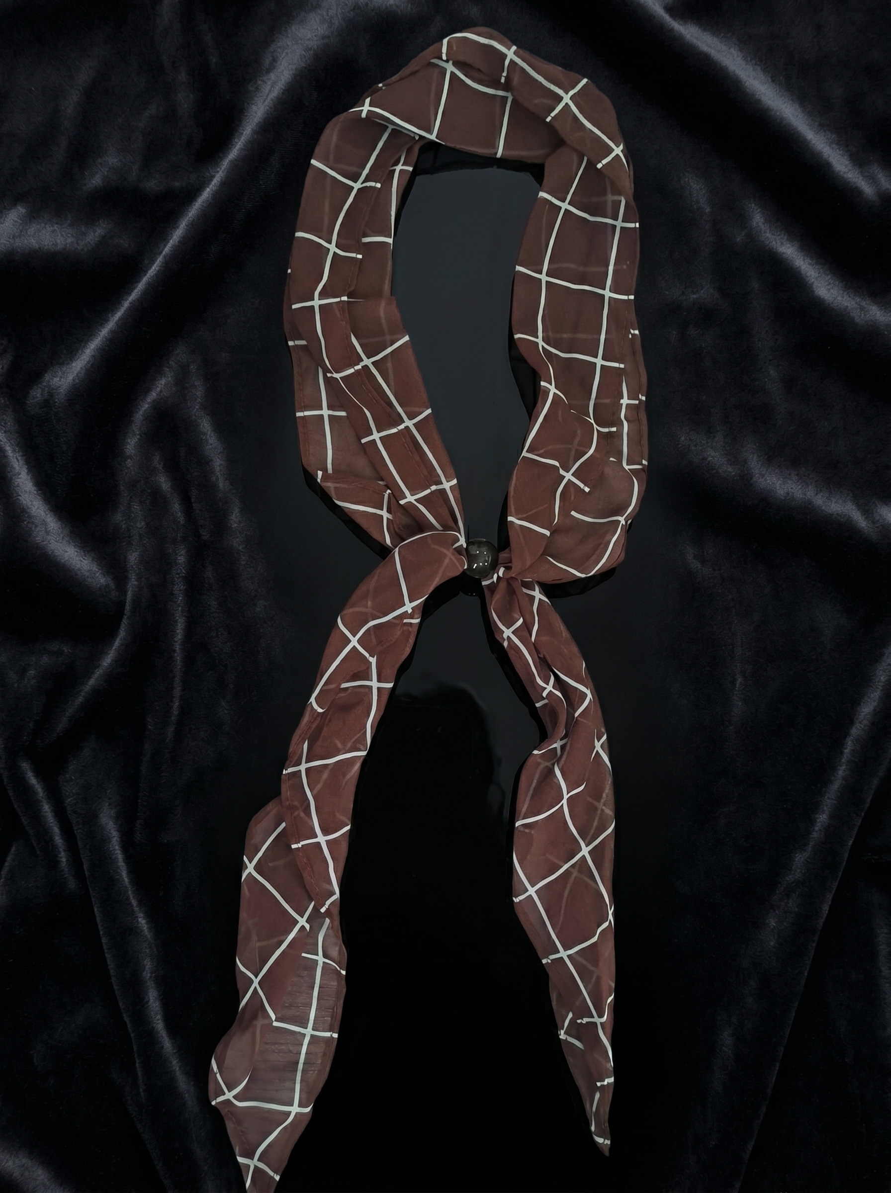 Mocha Grid Hair Scarf Band